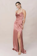 Affordable Fitted Cowl Neck Sleeveless Floor-Length Prom Dress
