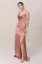 Affordable Fitted Cowl Neck Sleeveless Floor-Length Prom Dress