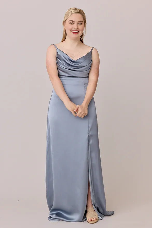 Discount Fitted Cowl Neck Sleeveless Floor-Length Plus Size Prom Dress