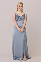 Discount Fitted Cowl Neck Sleeveless Floor-Length Plus Size Prom Dress