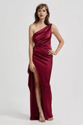 Affordable Fitted One Shoulder Sleeveless Floor-Length Prom Dress