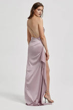 Affordable Fitted One Shoulder Sleeveless Floor-Length Prom Dress