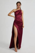 Affordable Fitted One Shoulder Sleeveless Floor-Length Prom Dress