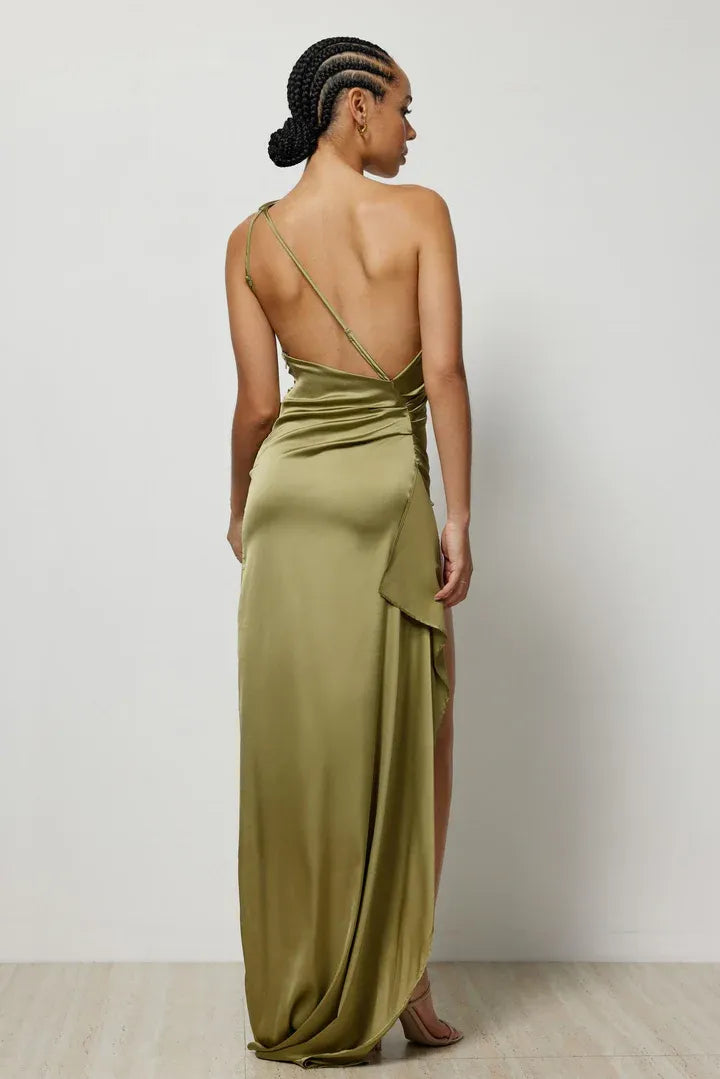 Affordable Fitted One Shoulder Sleeveless Floor-Length Prom Dress