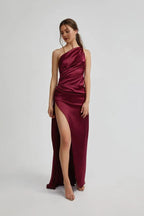 Affordable Fitted One Shoulder Sleeveless Floor-Length Prom Dress