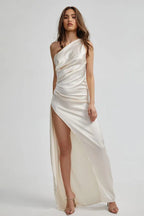 Affordable Fitted One Shoulder Sleeveless Floor-Length Prom Dress