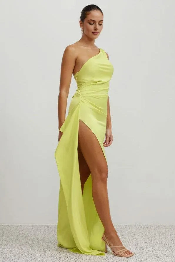 Affordable Fitted One Shoulder Sleeveless Floor-Length Prom Dress