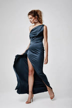 Affordable Fitted One Shoulder Sleeveless Floor-Length Prom Dress