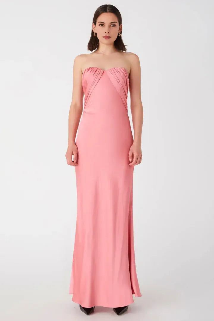 Affordable Fitted Strapless Sleeveless Floor-Length Prom Dress