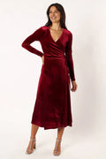 Affordable Fitted V Neck Long Sleeve Ankle-Length Prom Dress