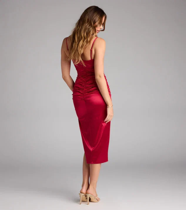Affordable Form-hugging Square Neck Sleeveless Zipper Up Tea-Length Prom Dress