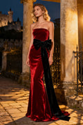 Affordable Sheath/Column Strapless Sleeveless Sweep/Brush Train Winter Prom Dress