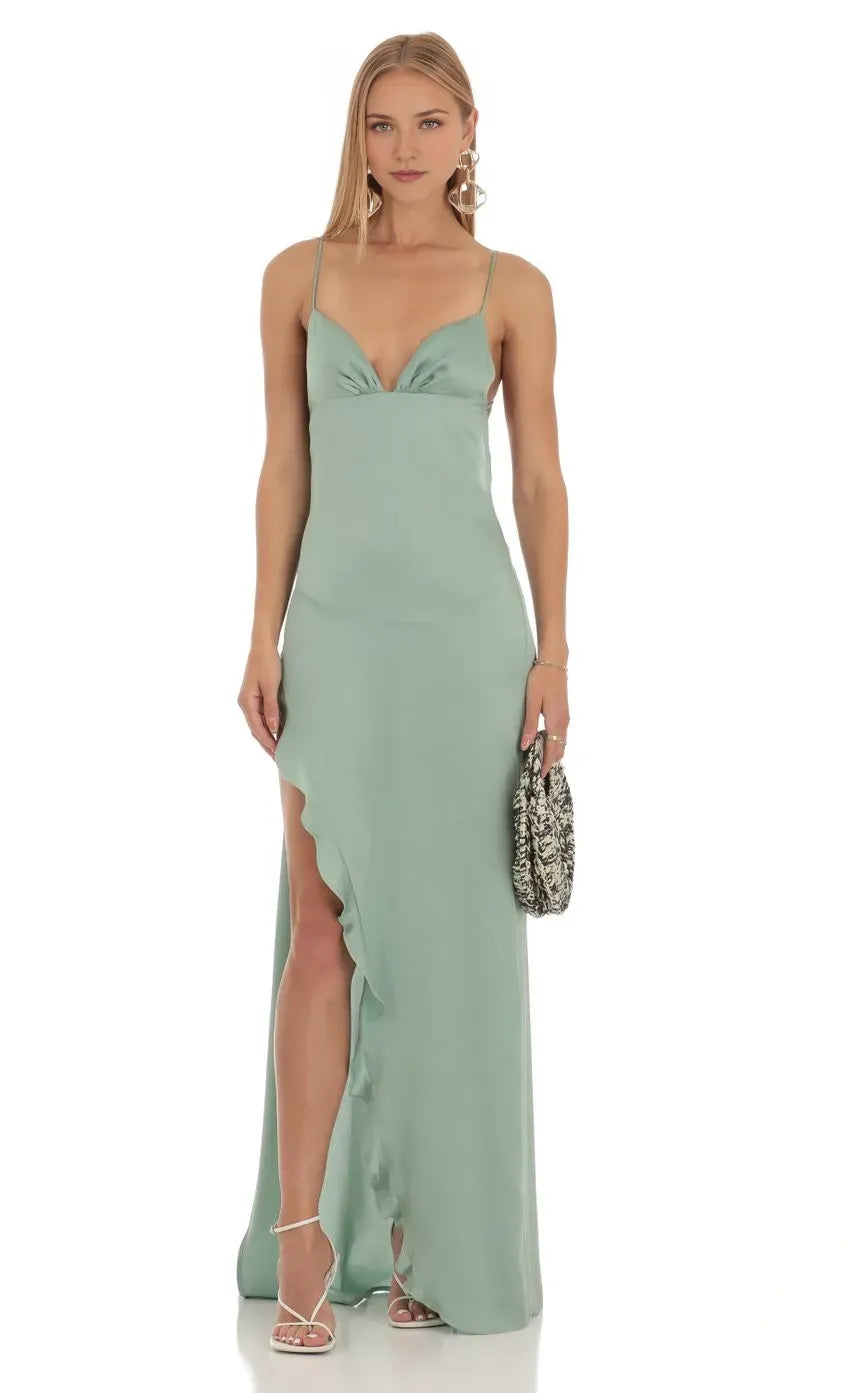 Affordable Sheath/Column V Neck Sleeveless Up Floor-Length Prom Dress