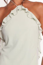 Affordable Sheath Halter Neck Sleeveless Backless Ankle-Length Prom Dress