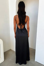 Affordable Sheath Spaghetti Straps Sleeveless Slit Floor-Length Prom Dress