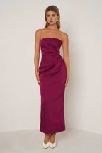 Affordable Sheath Strapless Sleeveless Ankle-Length Prom Dress
