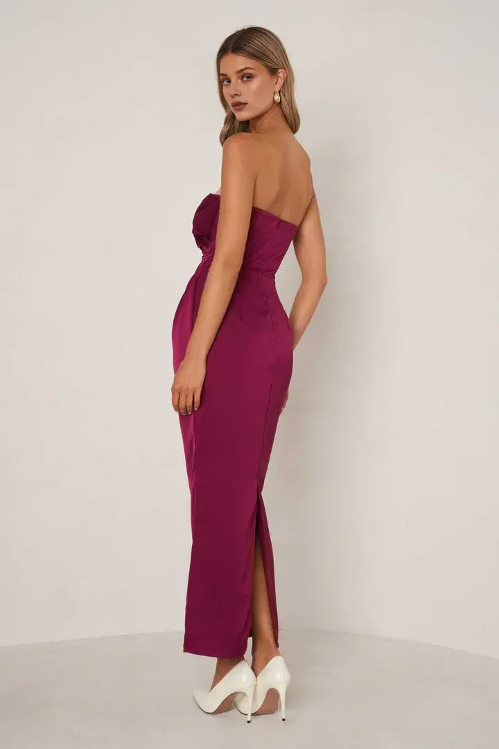 Affordable Sheath Strapless Sleeveless Ankle-Length Prom Dress