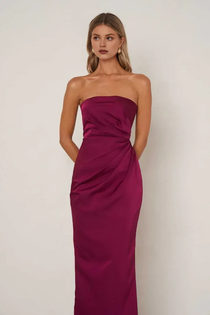 Affordable Sheath Strapless Sleeveless Ankle-Length Prom Dress