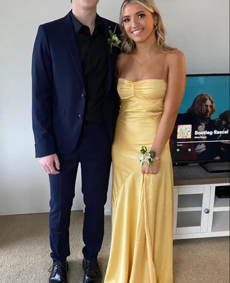 Affordable Spaghetti Straps Sleeveless Sheath Slit Long Prom Dress