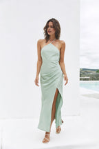 Affordable Strapless Long Dresses Solid Color Formal Elegant Mermaid with Slit Elegant Prom Dresses