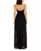Airy A Line Deep V Neck Sheer Strap Sheer Back Floor Length For Ladies Prom Dress