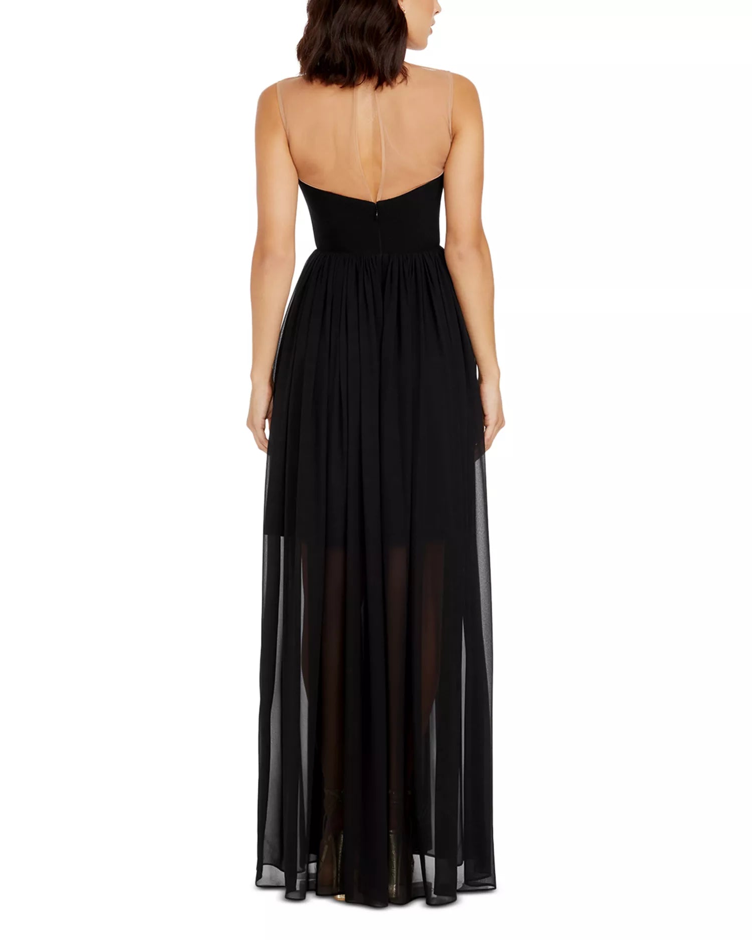 Airy A Line Deep V Neck Sheer Strap Sheer Back Floor Length For Ladies Prom Dress