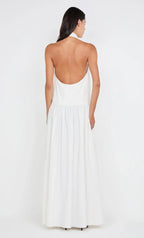 Airy A Line Halter Neck Sleeveless Open Back Floor Length For Sale Prom Dress