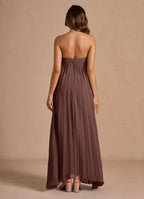 Airy A Line Sweetheart Strapless Halter Accent Open Back Floor Length For Ladies Prom Dress
