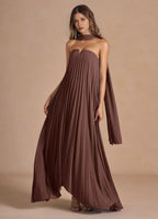 Airy A Line Sweetheart Strapless Halter Accent Open Back Floor Length For Ladies Prom Dress
