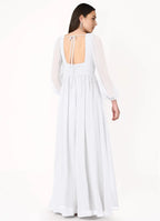 Airy A Line V Neck Sheer Long Sleeve Tie Back Floor Length For Ladies Prom Dress
