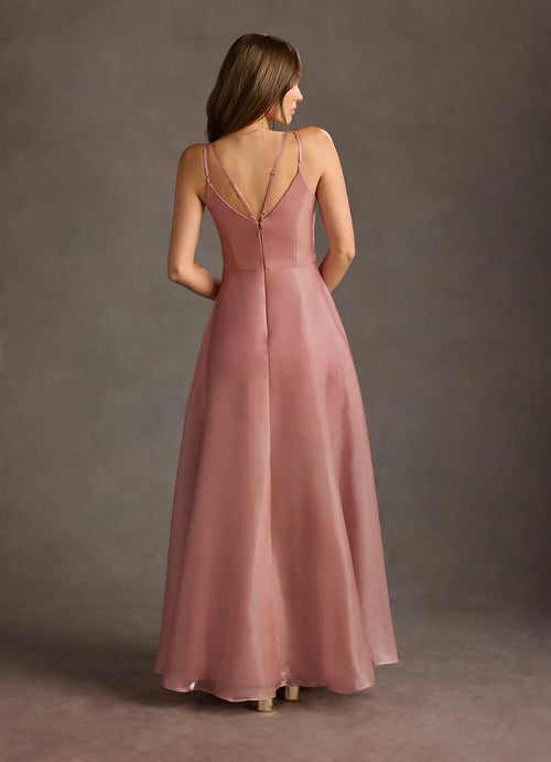 Airy A Line V Neck Spaghetti Strap Crisscross Back Floor Length Hot Sale Prom Dress