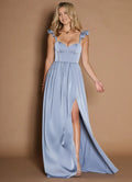 Airy Ballgown Sweetheart Ruffled Strap Open Back Floor Length For Adults Prom Dress