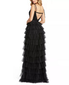 Airy Tiered Square Neck Sleeveless Open Back Floor Length For Sale Prom Dress