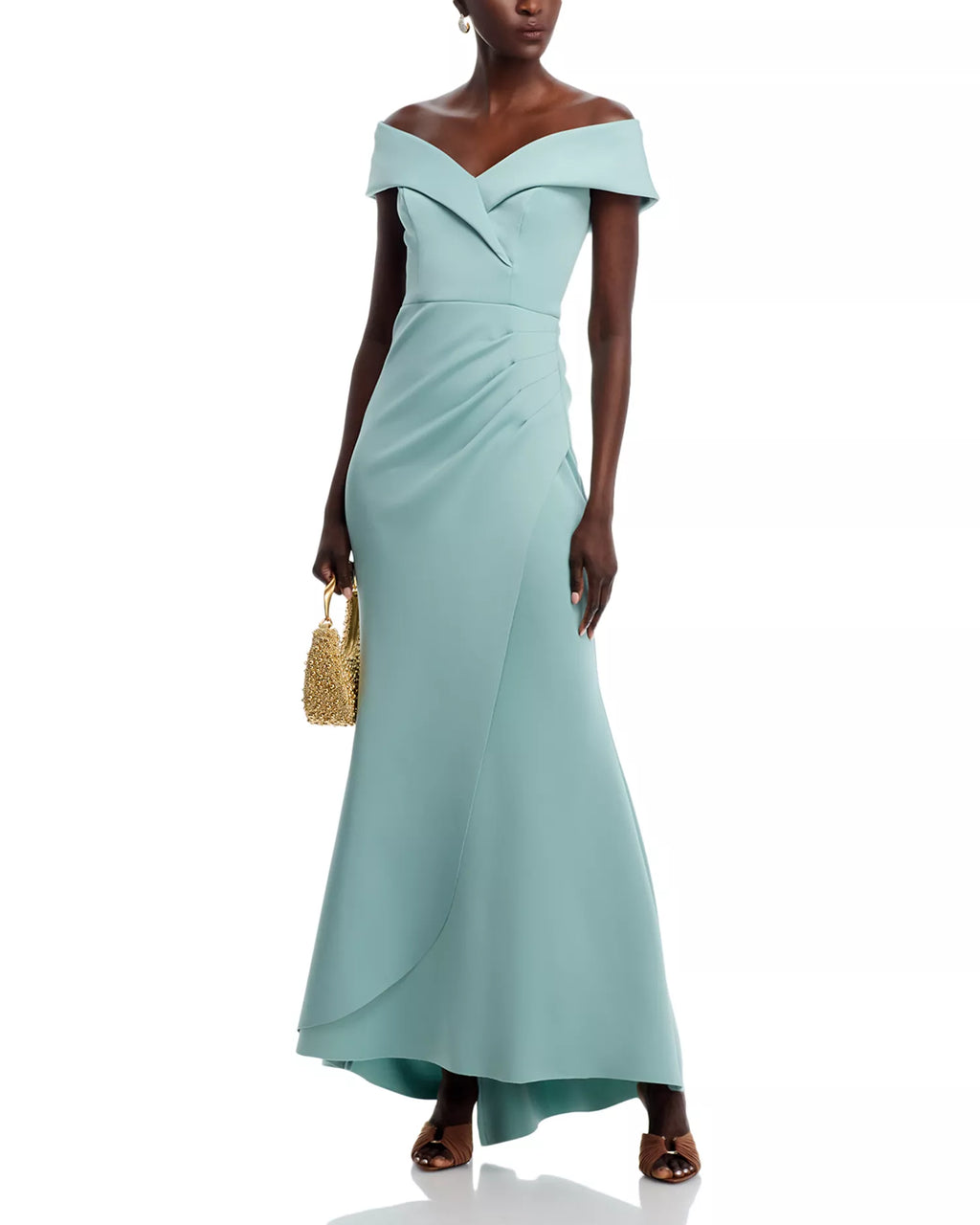 Airy Trumpet Off The Shoulder Cap Sleeve Zip Back High Low For Women Prom Dress