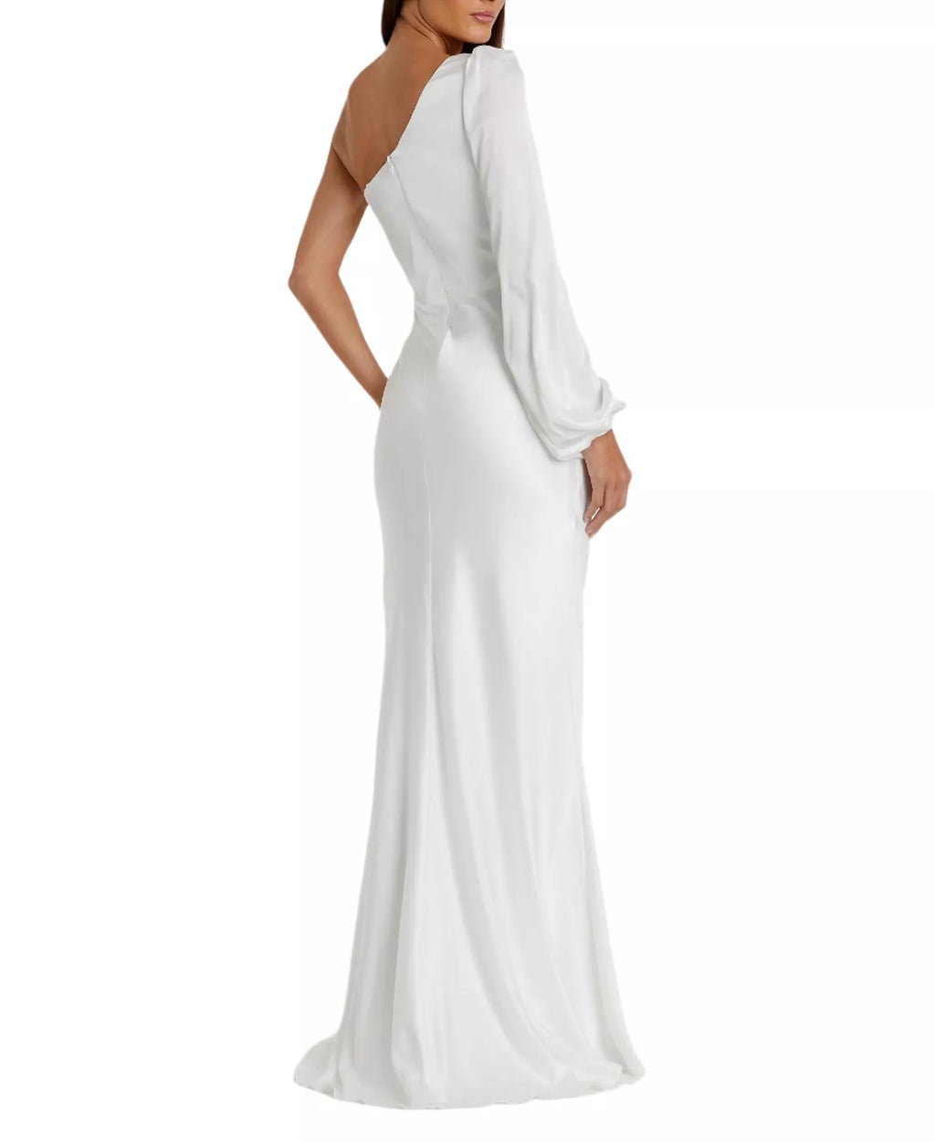 Airy Trumpet One Shoulder Puff Sleeve Open Back Floor Length For Women Prom Dress