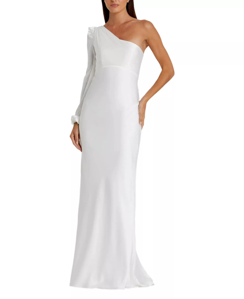 Airy Trumpet One Shoulder Puff Sleeve Open Back Floor Length For Women Prom Dress