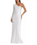 Airy Trumpet One Shoulder Puff Sleeve Open Back Floor Length For Women Prom Dress