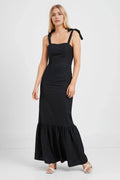 Airy Trumpet Square Neck Spaghetti Strap Smocked Back Floor Length Female Prom Dress