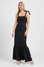 Airy Trumpet Square Neck Spaghetti Strap Smocked Back Floor Length Female Prom Dress