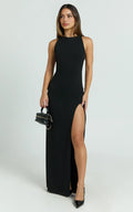 Alluring Bodycon High Neck Sleeveless Crisscross Back Floor Length Plus Size Evening Dress