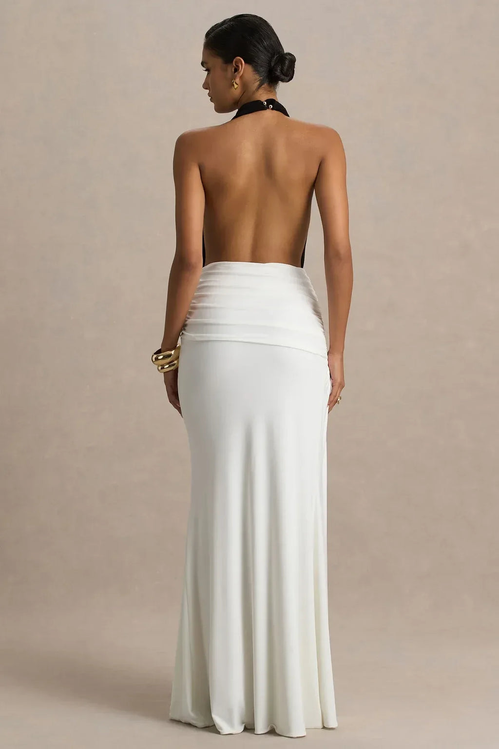 Alluring Mermaid Halter Neck Sleeveless Open Back Floor Length Evening Dress