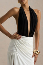 Alluring Mermaid Halter Neck Sleeveless Open Back Floor Length Evening Dress