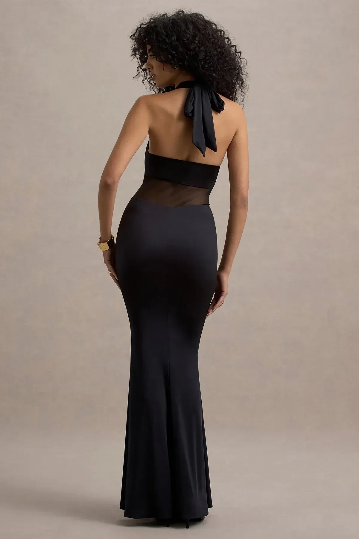 Alluring Mermaid Halter Neck Sleeveless Tie Back Floor Length Evening Dress