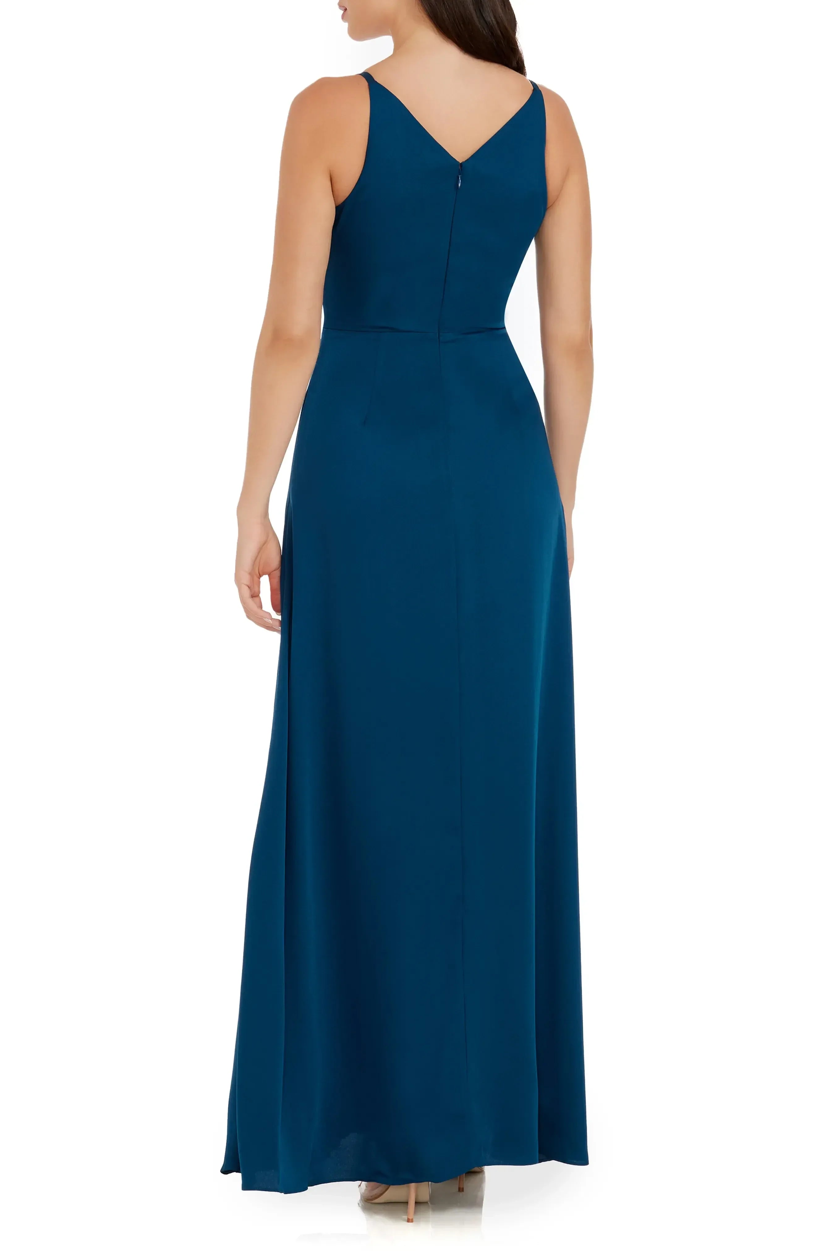 Alluring Mermaid V Neck Sleeveless V Back Floor Length Evening Dress