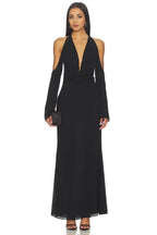 Alluring Sheath Halter Neck Cold Shoulder Open Back Floor Length Evening Dress