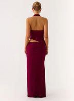 Alluring Sheath Halter Neck Sleeveless Cutout Waist Floor Length Plus Size Evening Dress