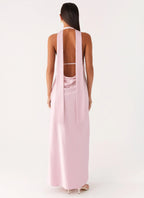 Alluring Sheath Halter Neck Sleeveless Draped Back Floor Length Plus Size Evening Dress
