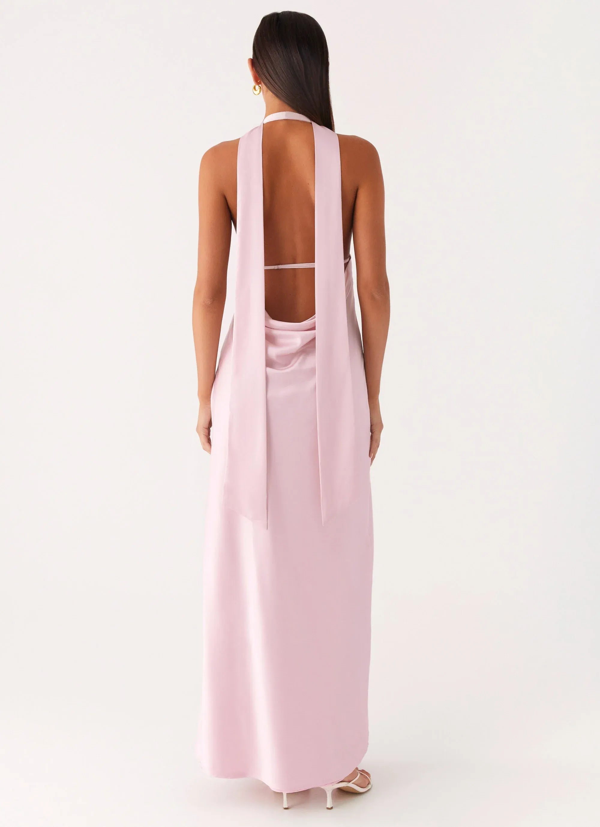 Alluring Sheath Halter Neck Sleeveless Draped Back Floor Length Plus Size Evening Dress