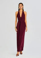 Alluring Sheath Halter Neck Sleeveless Open Back Floor Length Plus Size Evening Dress