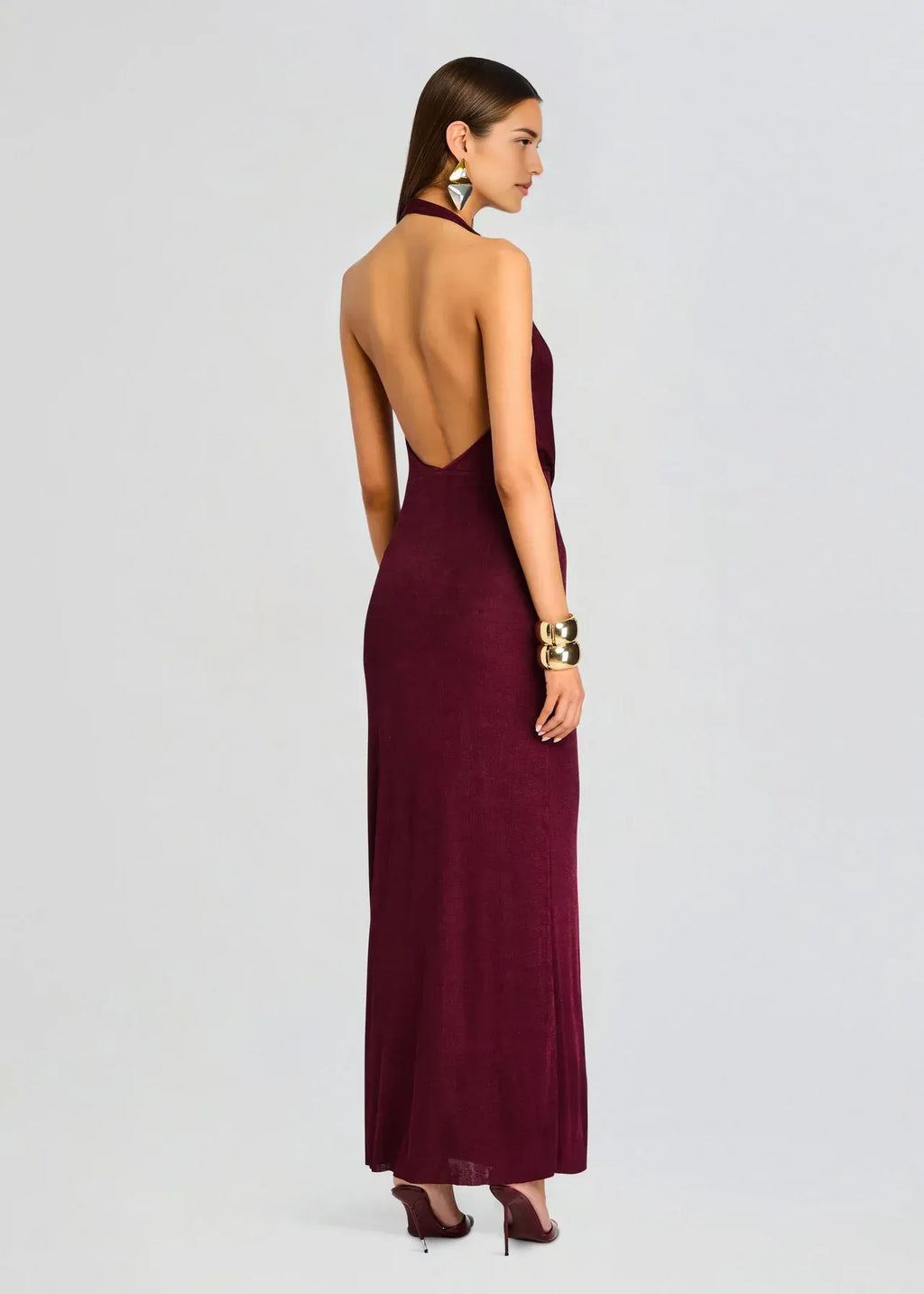 Alluring Sheath Halter Neck Sleeveless Open Back Floor Length Plus Size Evening Dress